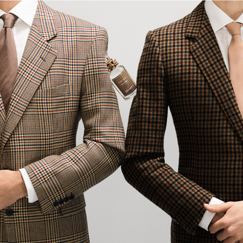 Men wearing herringbone tailored suits